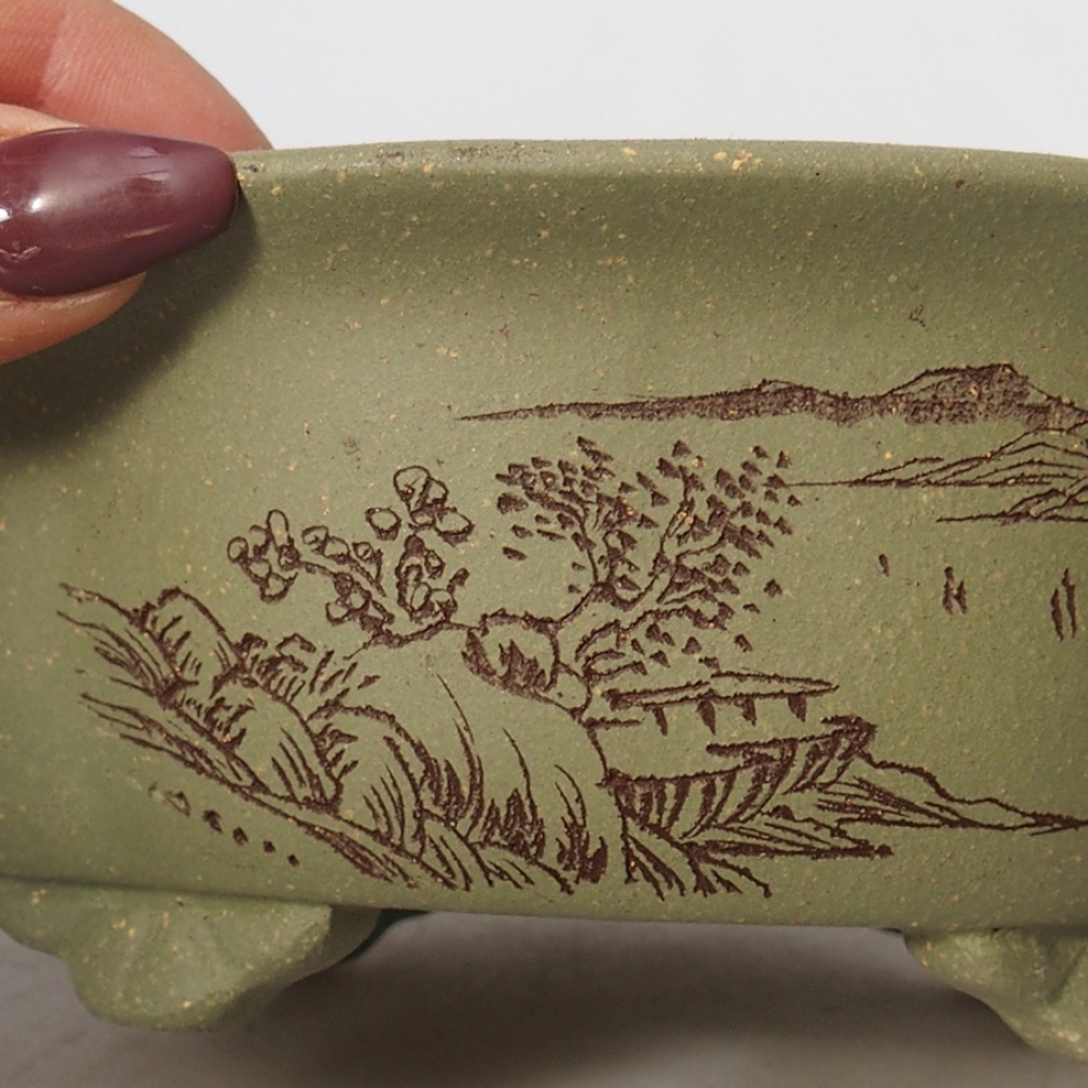 Ciotola bonsai in ceramica 15,5 x 13 x 6 cm, verde