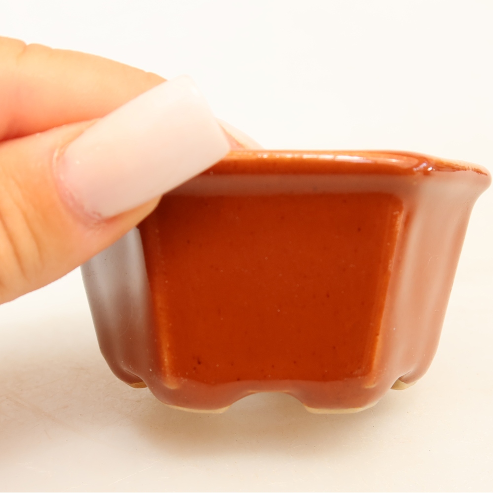 Ciotola per bonsai in ceramica 7,5 x 7 x 4 cm, marrone
