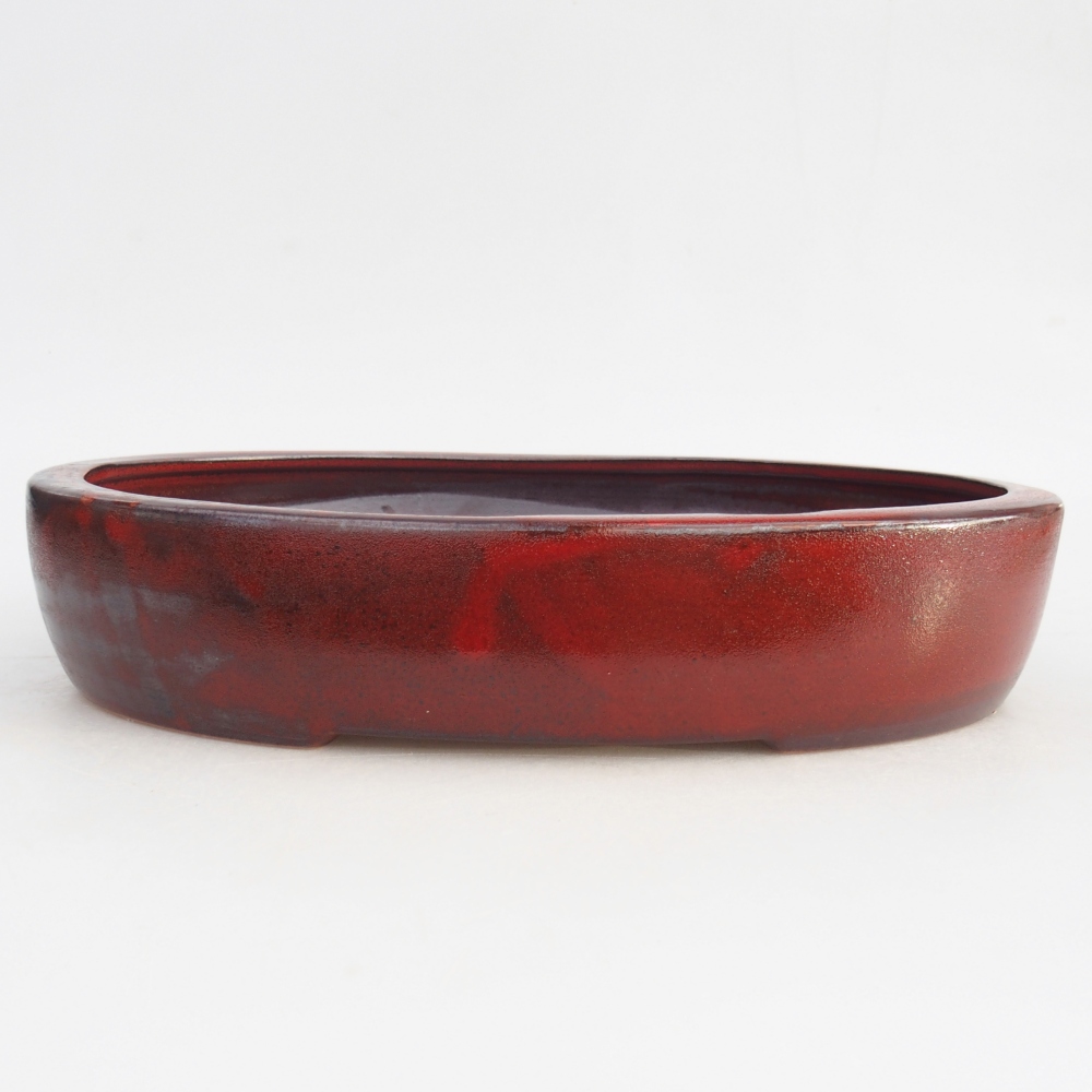 Ciotola per bonsai in ceramica 27 x 21 x 5,5 cm, colore rosso