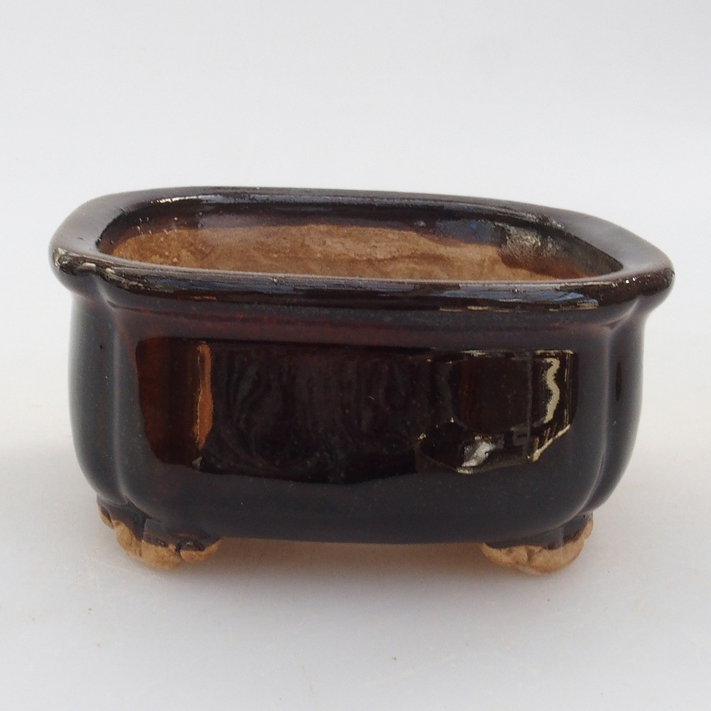 Ciotola per bonsai in ceramica 10 x 8,5 x 4 cm, marrone