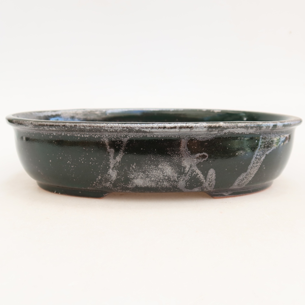 Ciotola bonsai in ceramica 22 x 17 x 5 cm, verde metallizzato