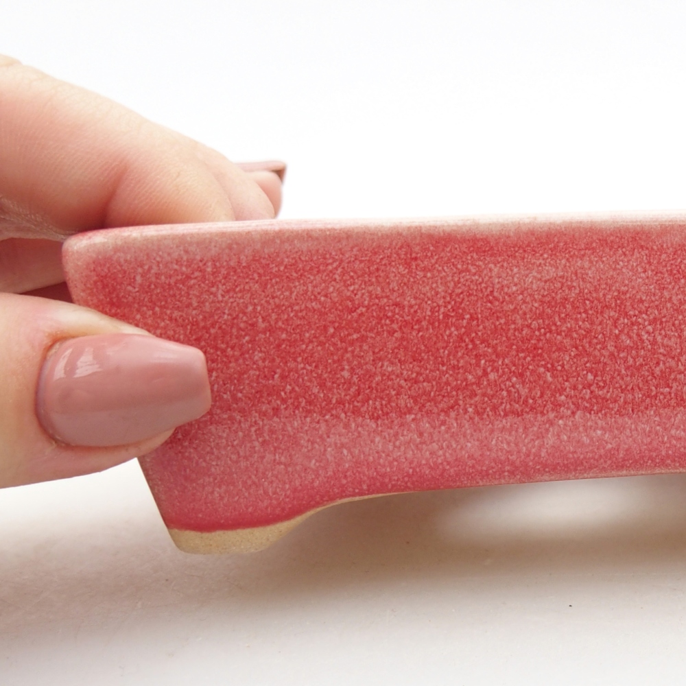 Ciotola per bonsai in ceramica 11,5 x 9 x 3,5 cm, colore rosso