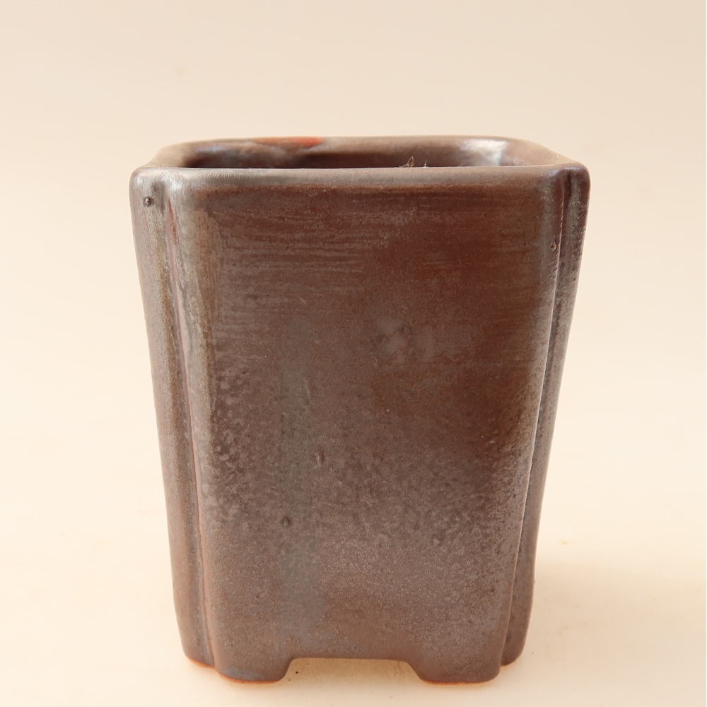 Vaso da bonsai in ceramica 7 x 7 x 8,5 cm, colore metallizzato