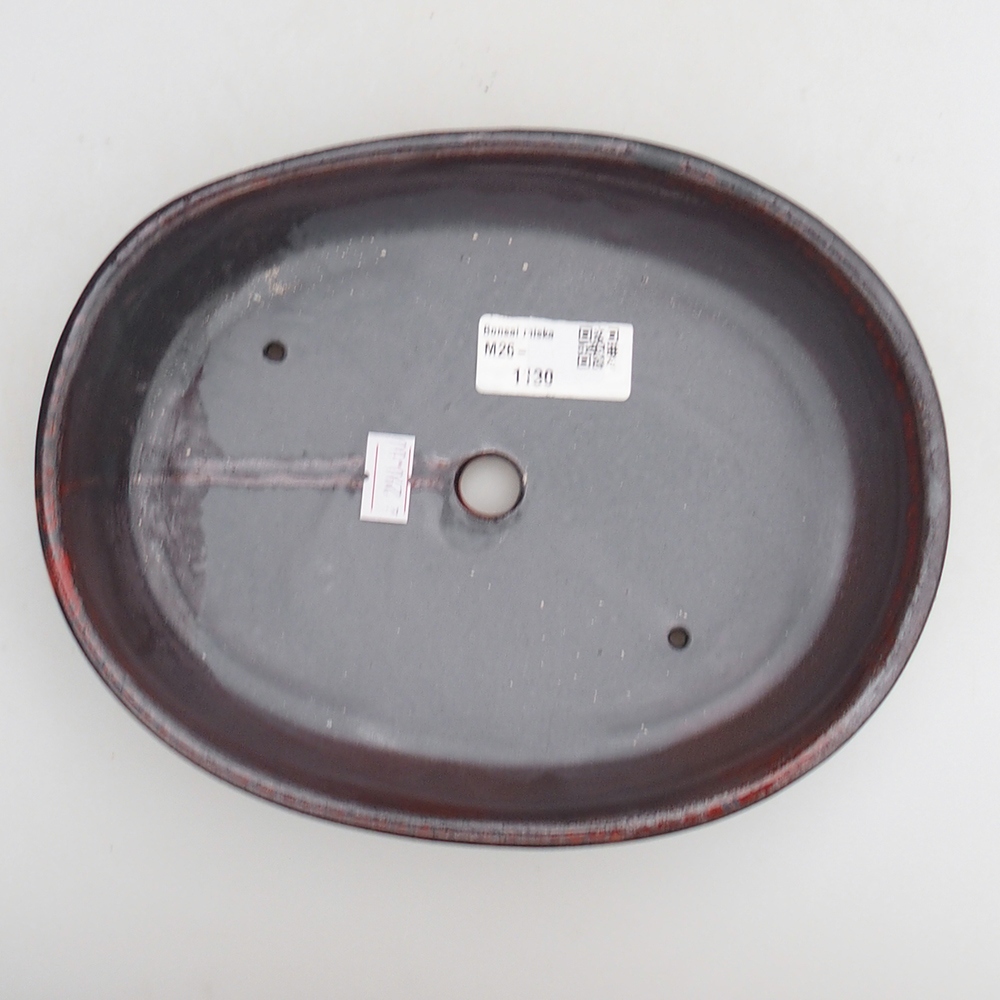 Ciotola bonsai in ceramica 21,5 x 17 x 5 cm, colore rosso-nero