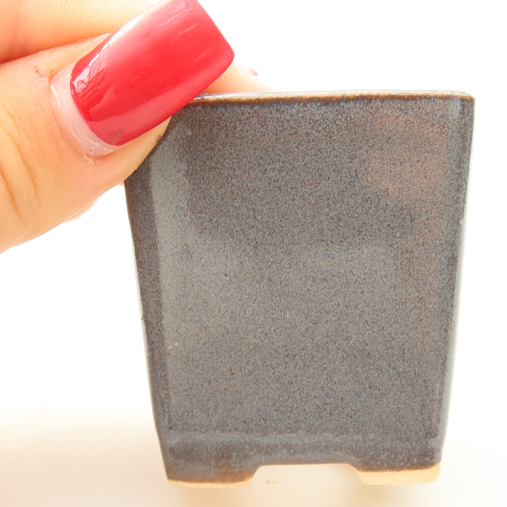 Vaso da bonsai in ceramica 4,5 x 4,5 x 5 cm, colore grigio