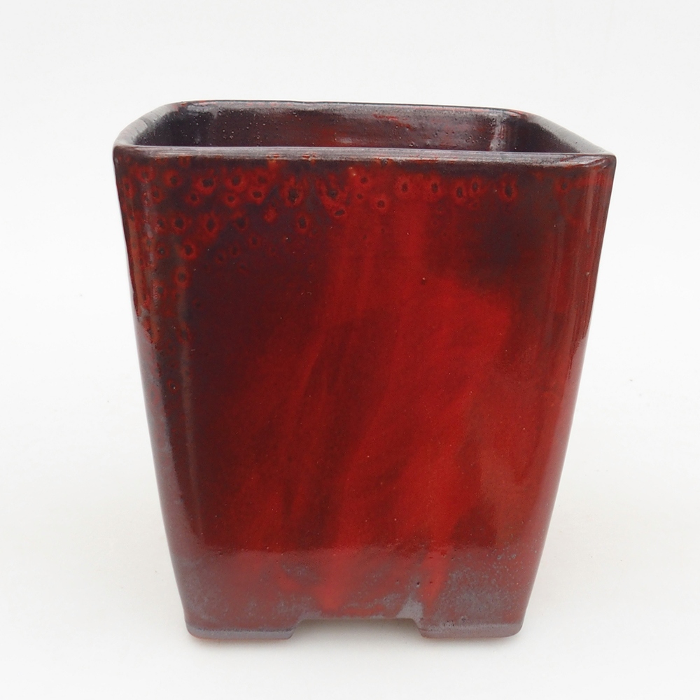 Ciotola per bonsai in ceramica 14 x 14 x 15 cm, colore rosso