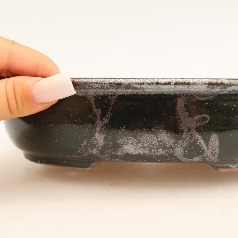 Ciotola bonsai in ceramica 22 x 17 x 5 cm, verde metallizzato