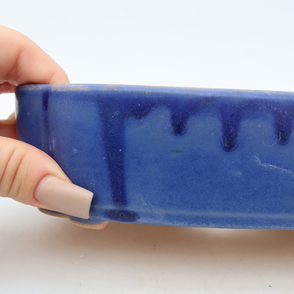 Vaso da bonsai in ceramica 18,5 x 13 x 5 cm, colore blu