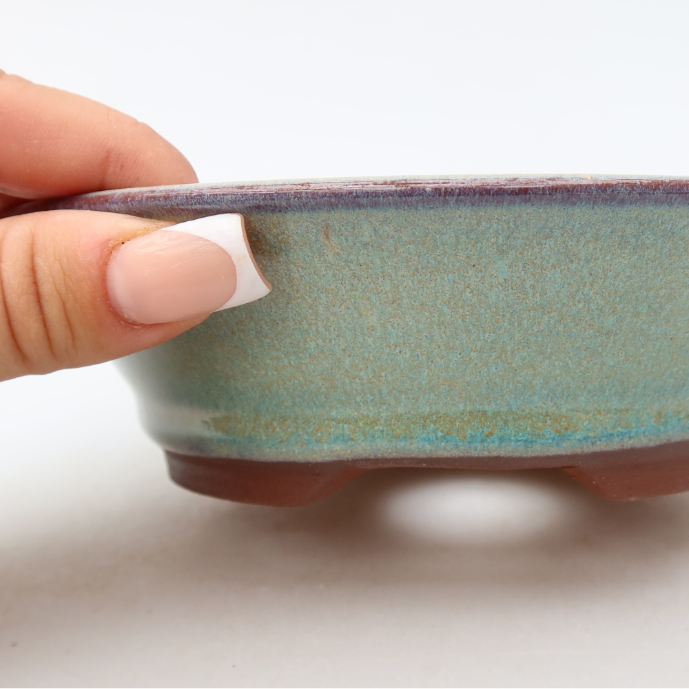 Vaso da bonsai in ceramica 16 x 16 x 4,5 cm, colore verde
