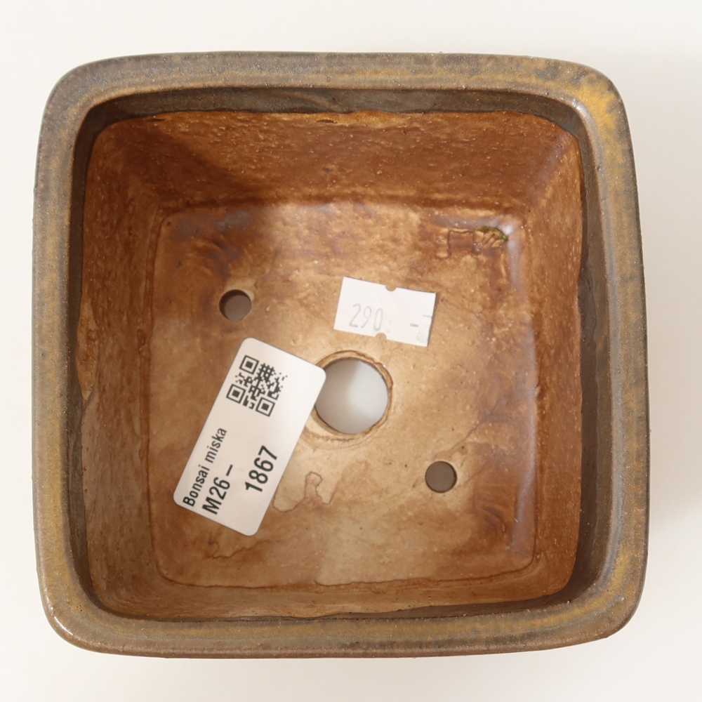 Vaso da bonsai in ceramica 10,5 x 10,5 x 7 cm, colore marrone