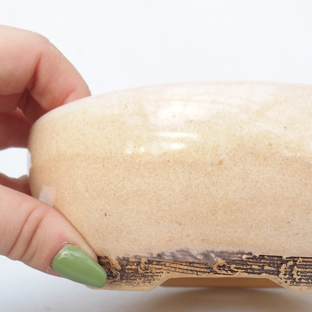 Ciotola bonsai in ceramica 14,5 x 14,5 x 5,5 cm, colore beige