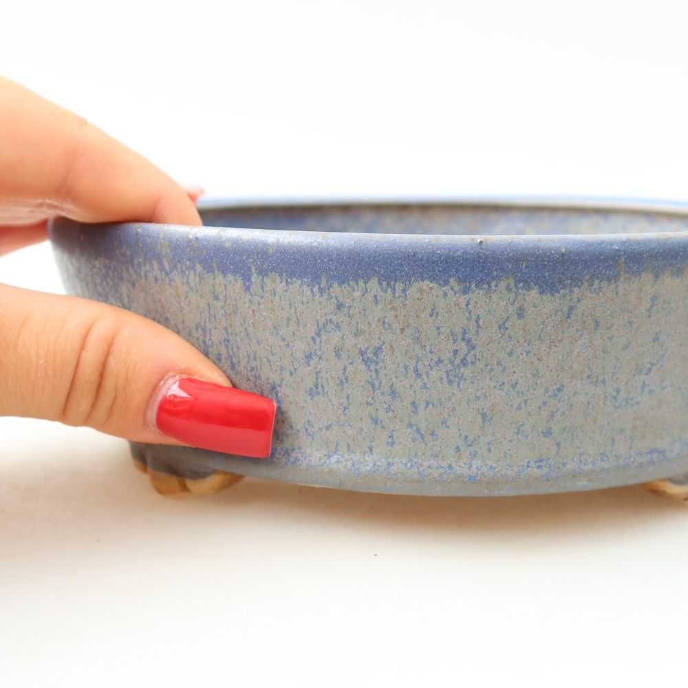 Vaso da bonsai in ceramica 15,5 x 15,5 x 5 cm, colore blu