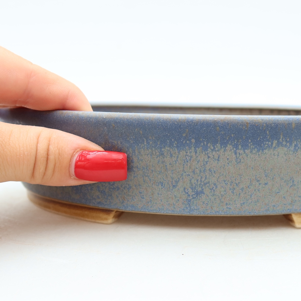 Vaso da bonsai in ceramica 21 x 19 x 4,5 cm, colore blu