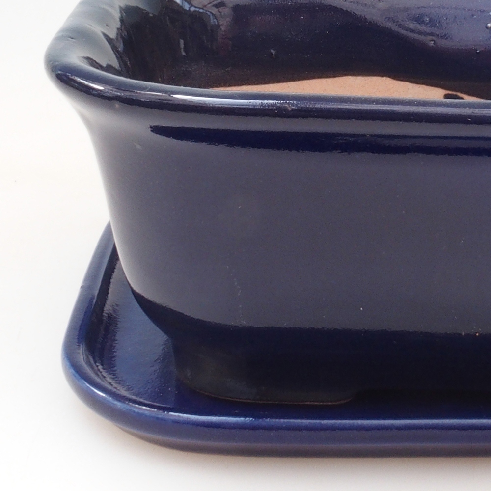 Ciotola bonsai + piattino H38 - 12x10x5,5 cm. - blu