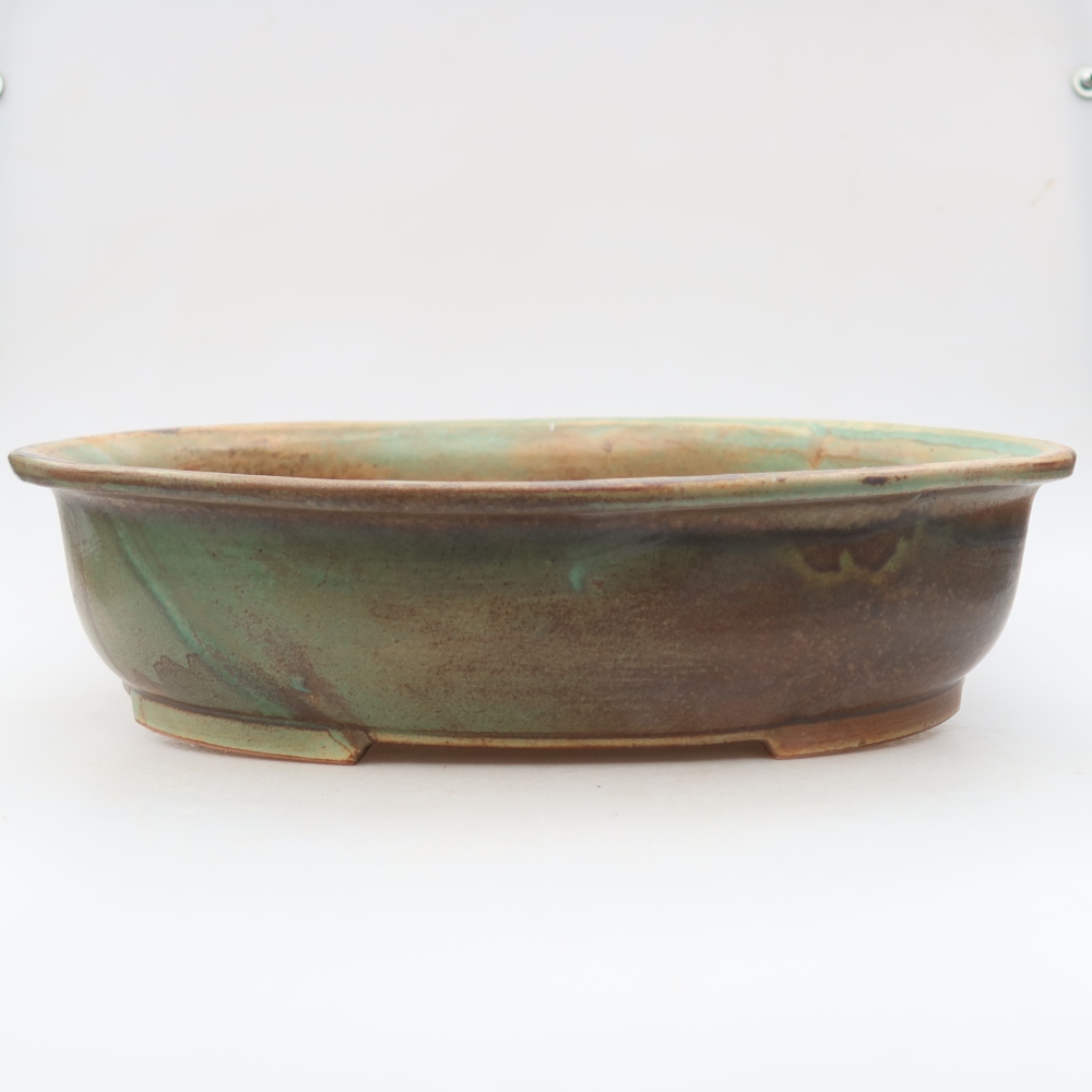 Vaso da bonsai in ceramica 36 x 28 x 8,5 cm, colore verde-marrone