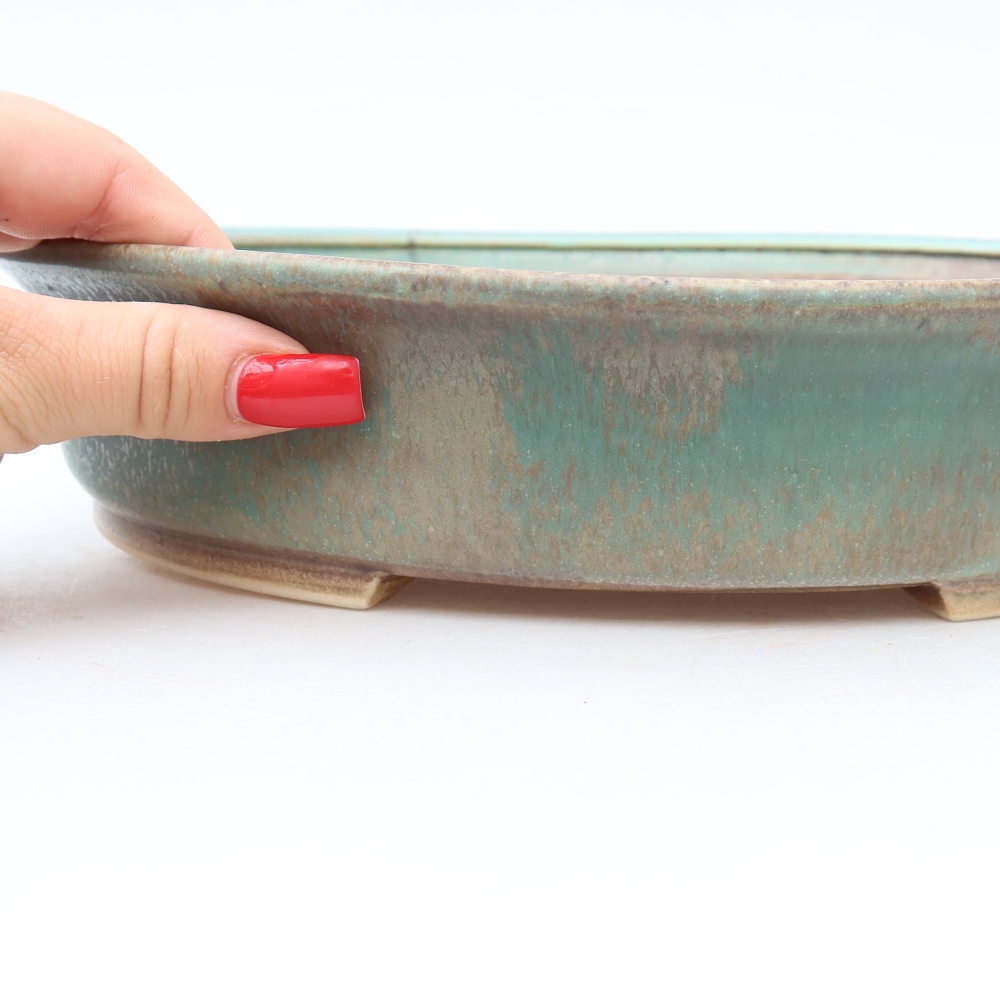 Vaso da bonsai in ceramica 27 x 24 x 5,5 cm, colore verde