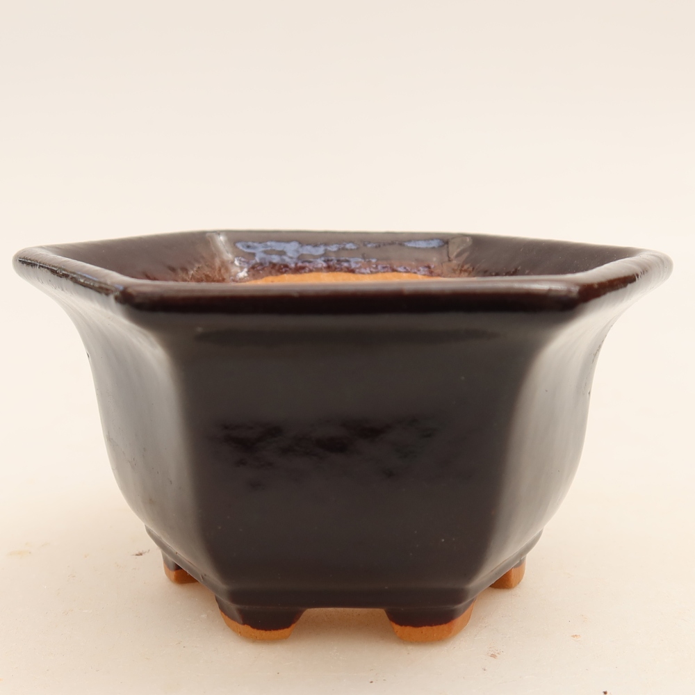 Vaso da bonsai in ceramica 10,5 x 9,5 x 5,5 cm, colore nero