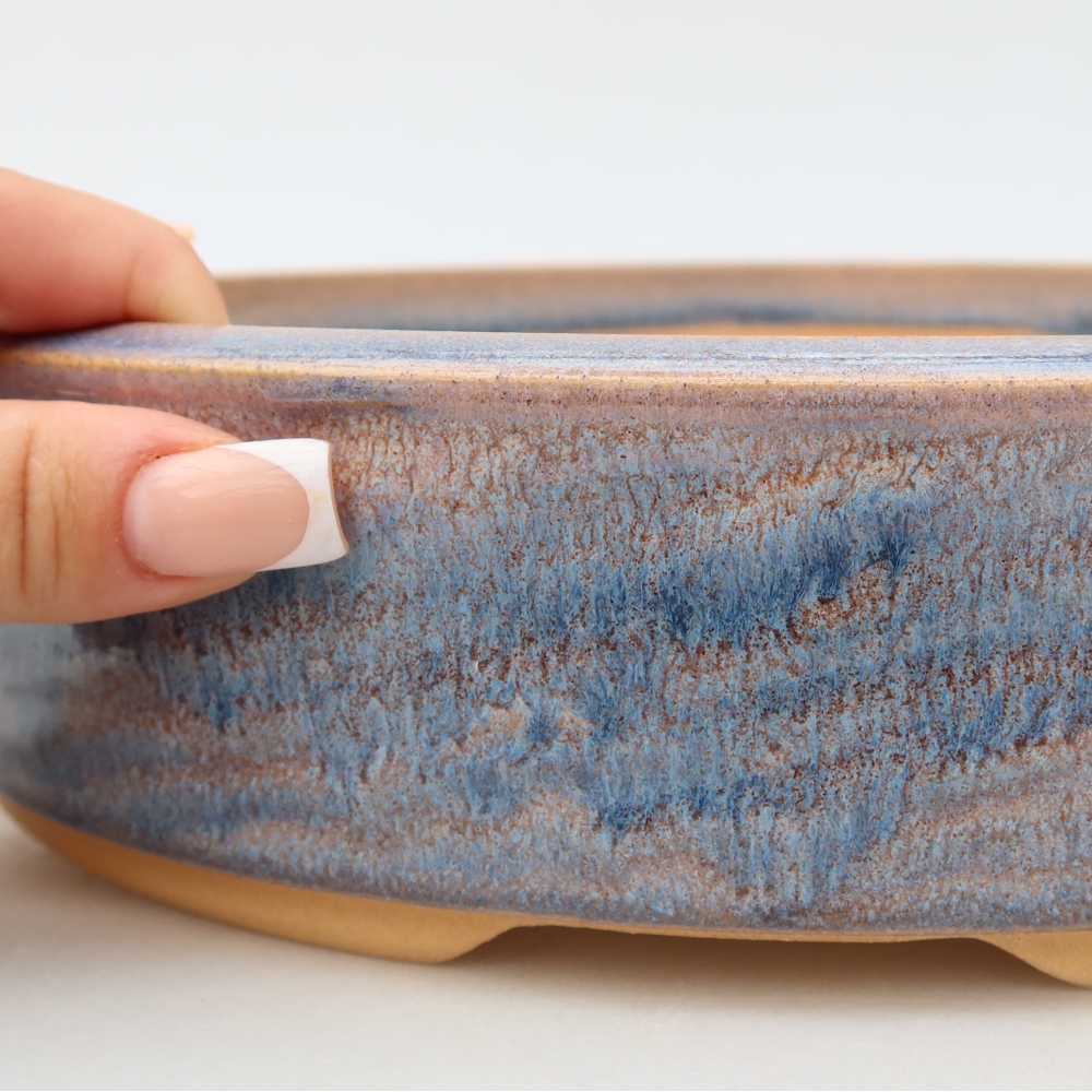 Vaso per bonsai in ceramica 27 x 27 x 6,5 cm, colore blu