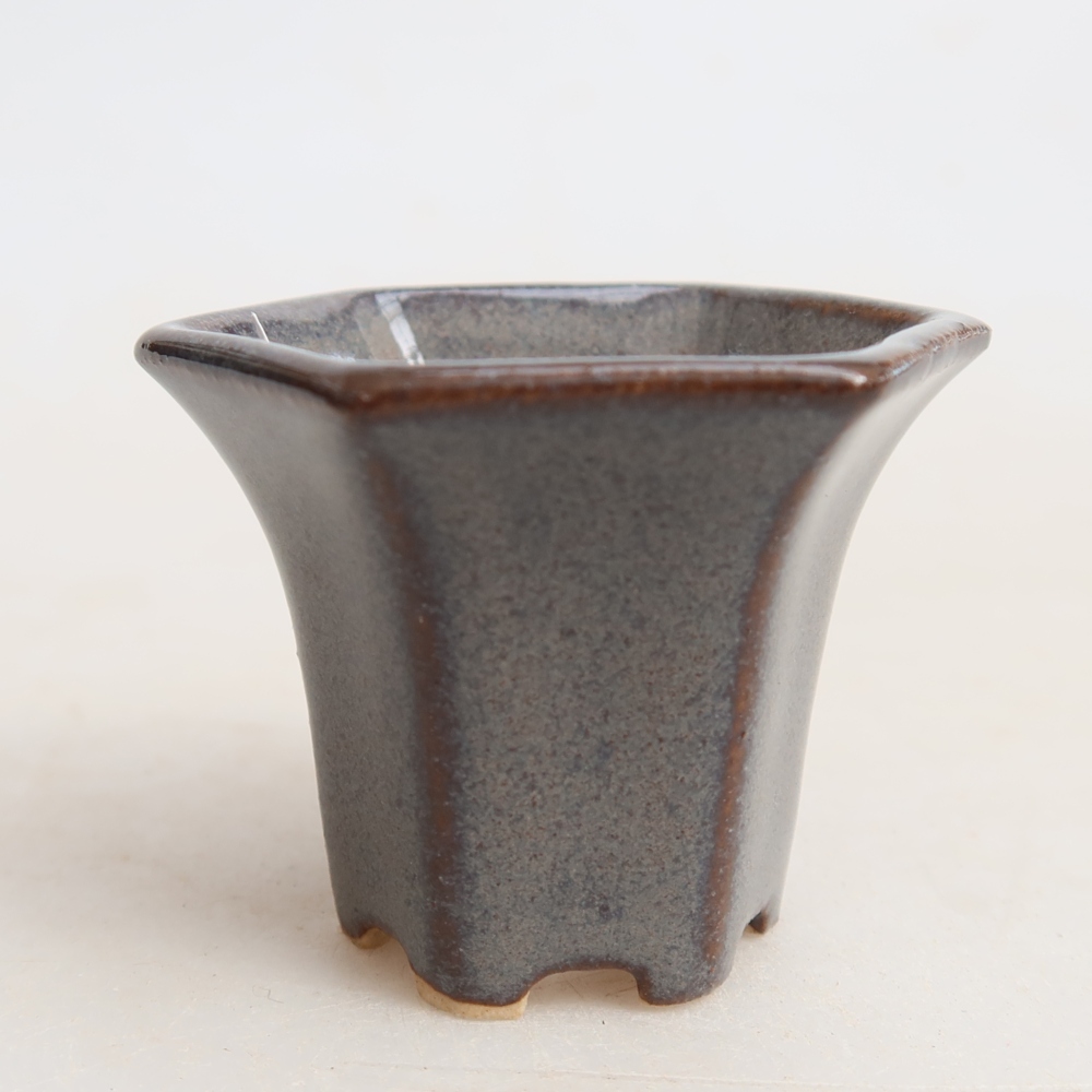 Vaso da bonsai in ceramica 4,5 x 4 x 3,5 cm, colore grigio