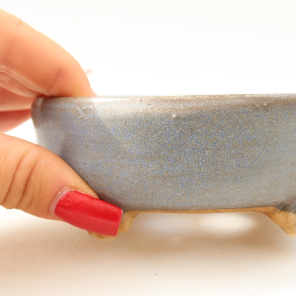 Vaso da bonsai in ceramica 10,5 x 10,5 x 4 cm, colore blu