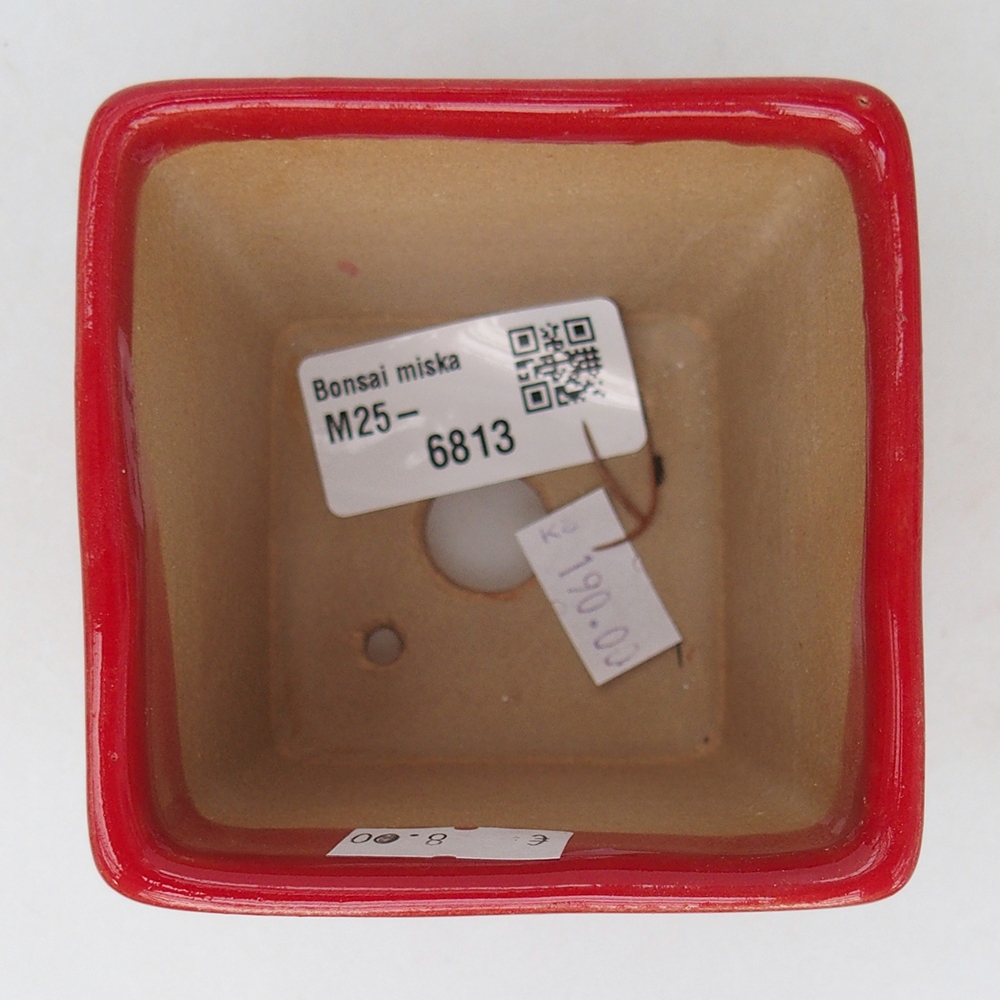 Ciotola per bonsai in ceramica 7,5 x 7,5 x 7 cm, colore rosso
