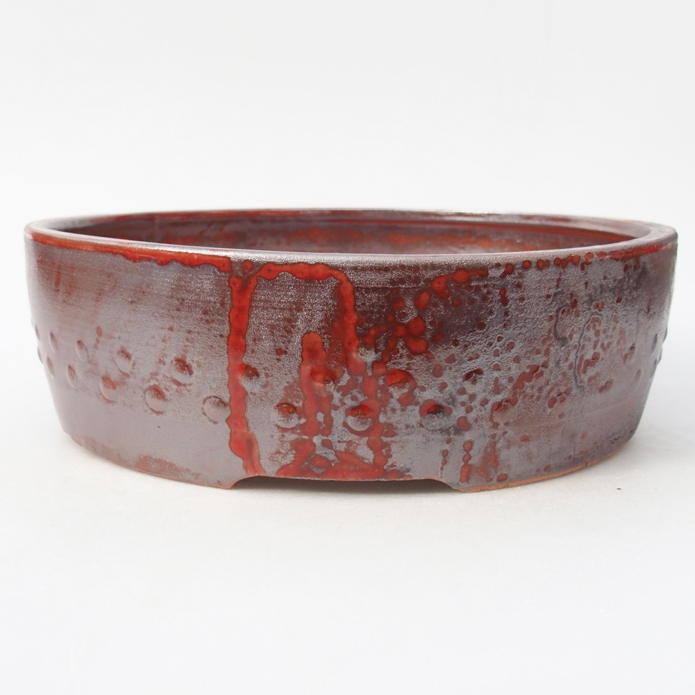 Ciotola per bonsai in ceramica 24,5 x 24,5 x 7 cm, colore rosso