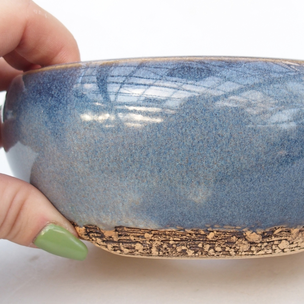 Ciotola bonsai in ceramica 14,5 x 14,5 x 6 cm, colore blu