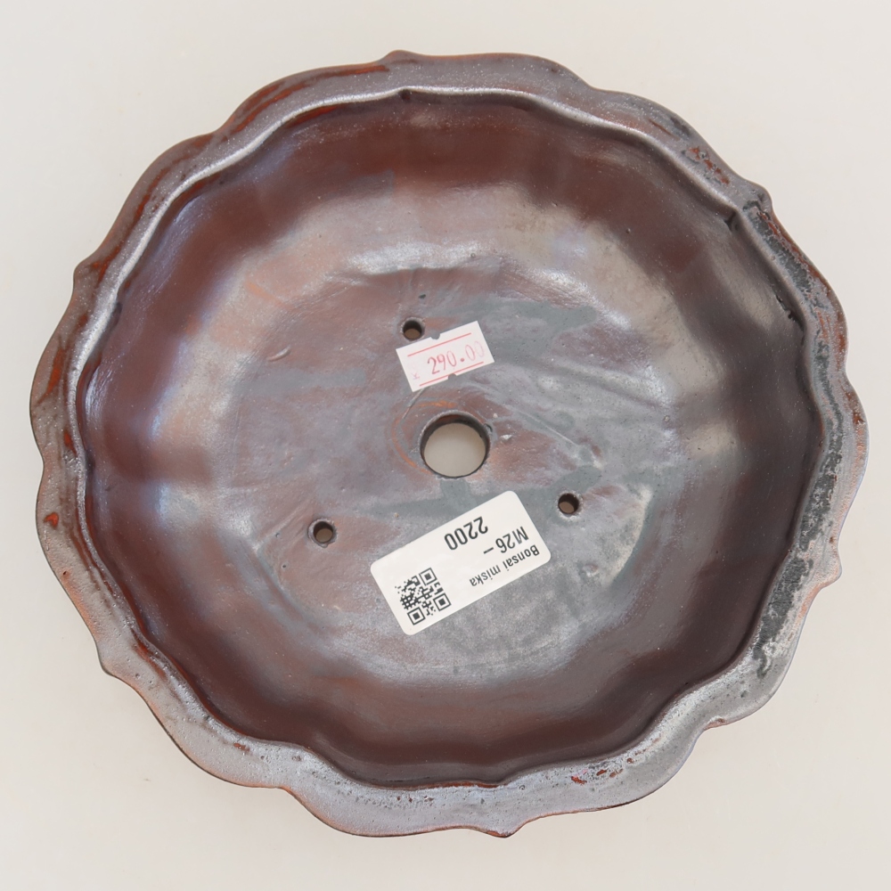 Ciotola bonsai in ceramica 18,5 x 18,5 x 5 cm, colore metallo