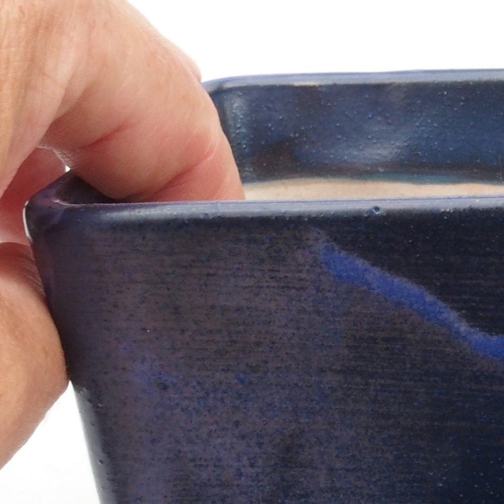 Ciotola bonsai in ceramica 10,5 x 10,5 x 10,5 cm, colore blu