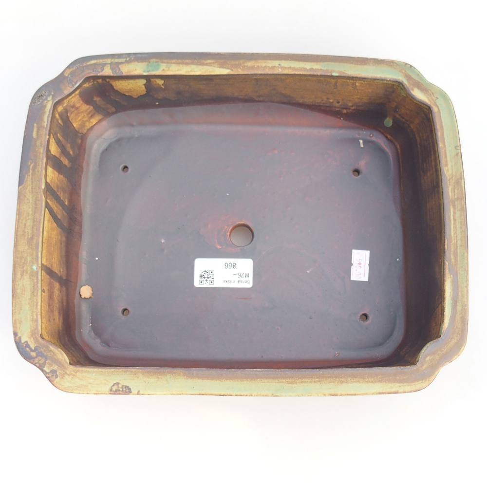 Ciotola per bonsai in ceramica 28 x 22,5 x 7 cm, verde-marrone