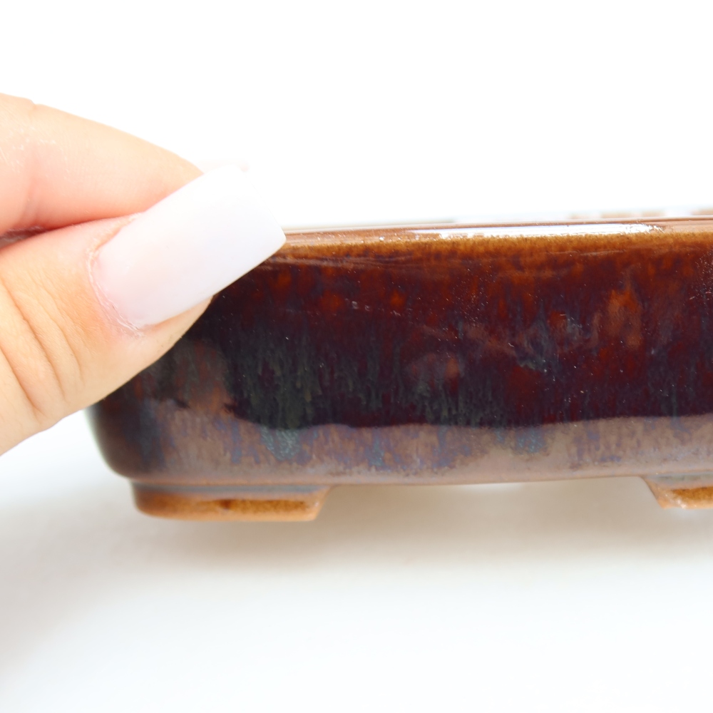 Vaso da bonsai in ceramica 12,5 x 9,5 x 4 cm, colore marrone
