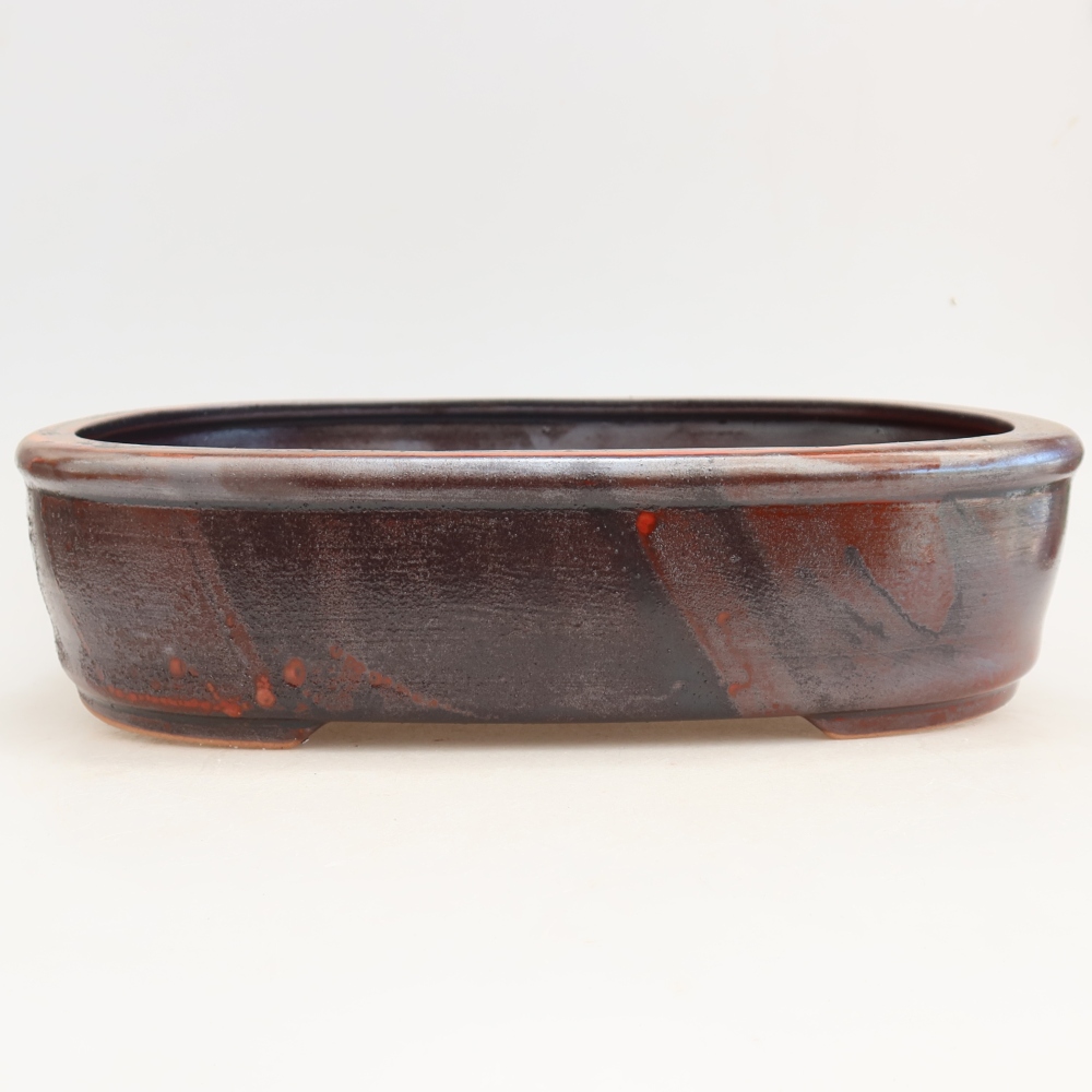 Vaso da bonsai in ceramica 31,5 x 24 x 8 cm, colore rosso metallizzato