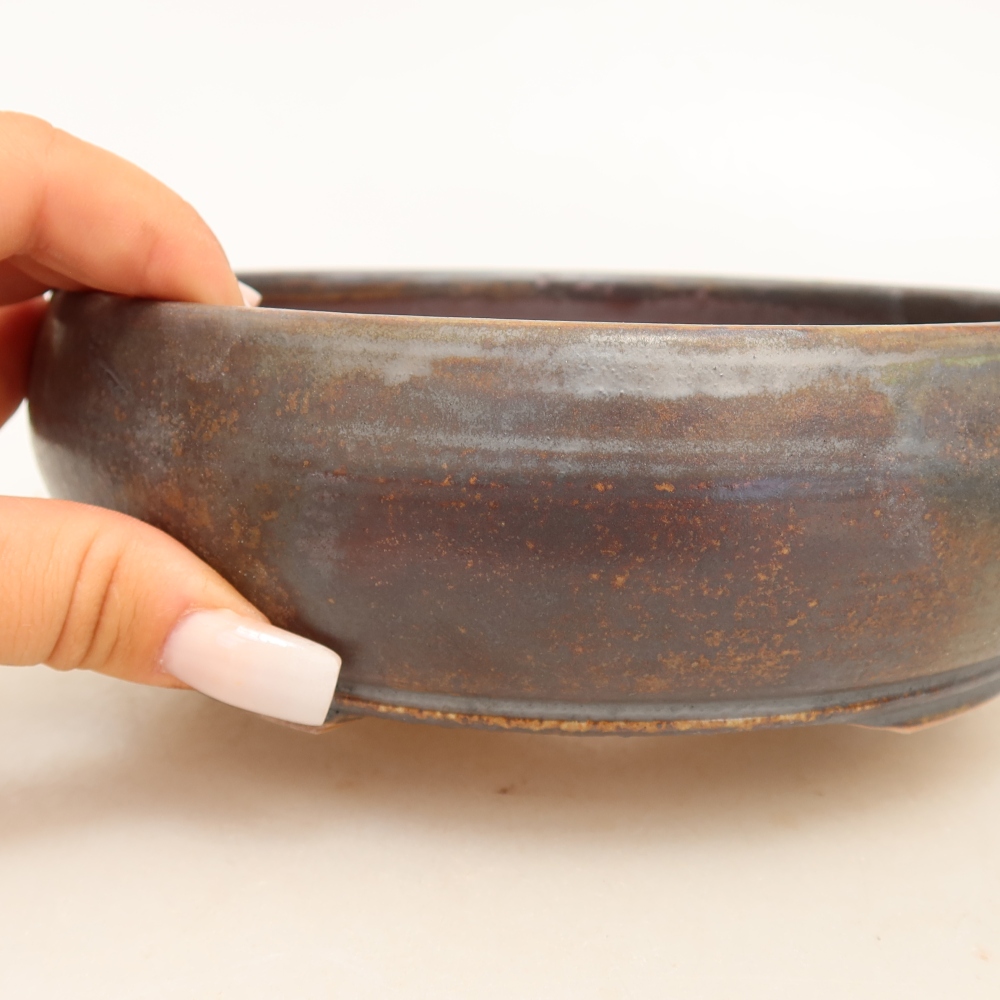 Vaso da bonsai in ceramica 17 x 17 x 5,5 cm, colore marrone