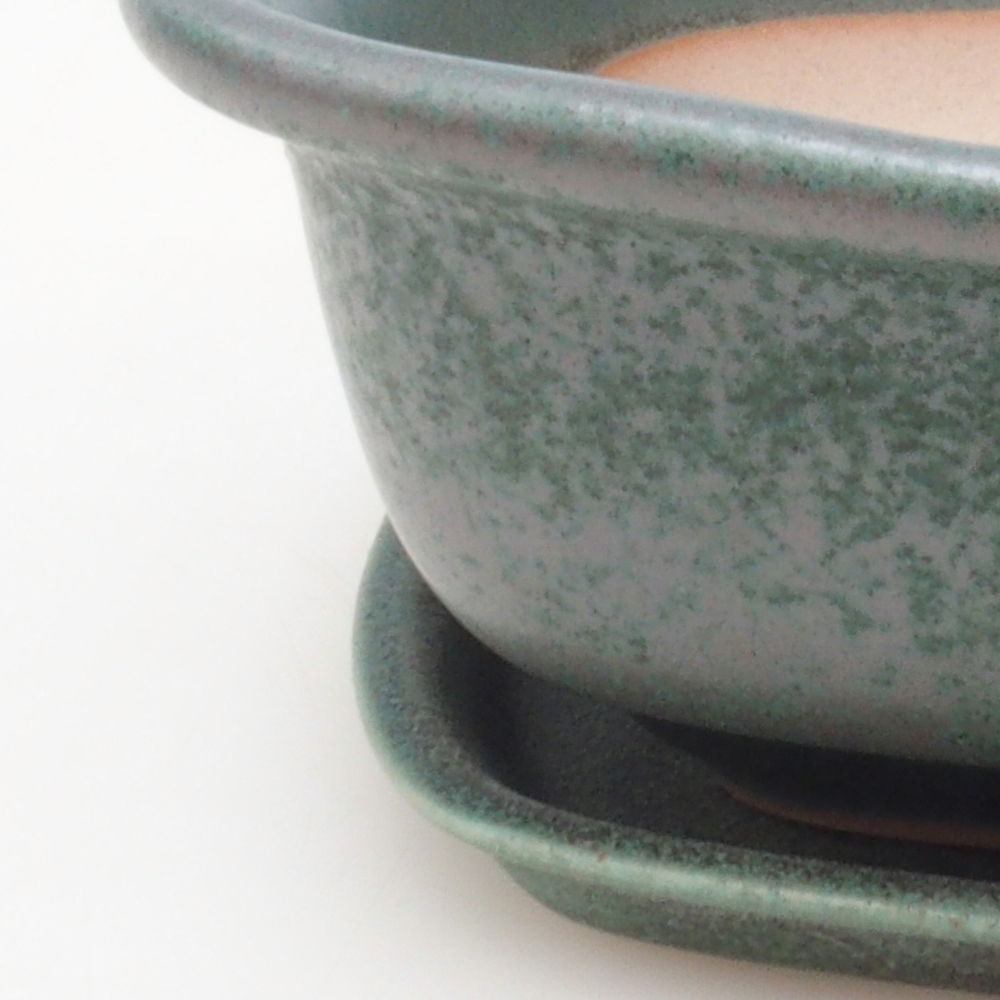 Ciotola bonsai + piattino H08 - 25 x 19,5 x 6 cm - verde