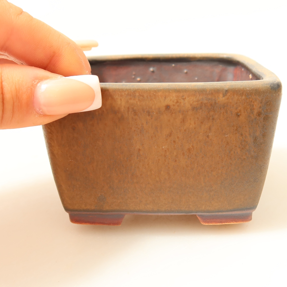 Ciotola per bonsai in ceramica 8,5 x 8,5 x 5,5 cm, marrone