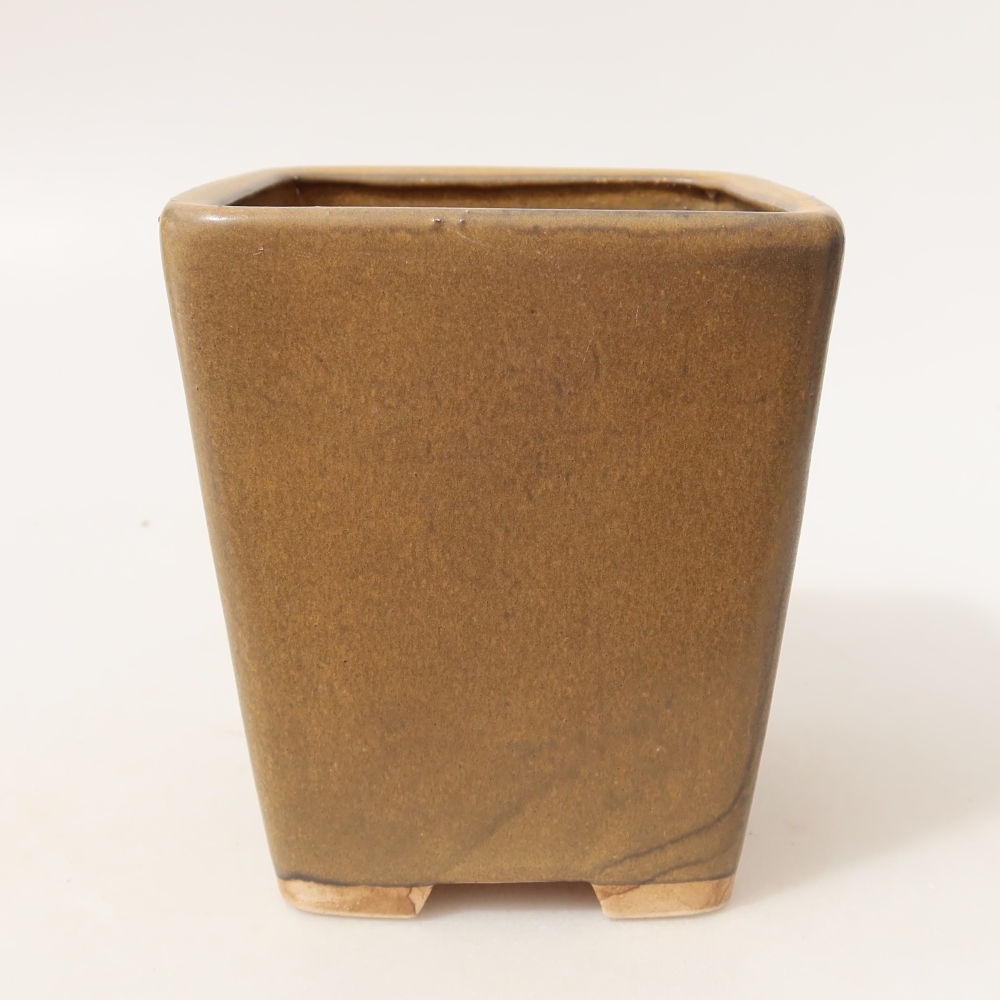 Vaso da bonsai in ceramica 10,5 x 10,5 x 12 cm, colore marrone