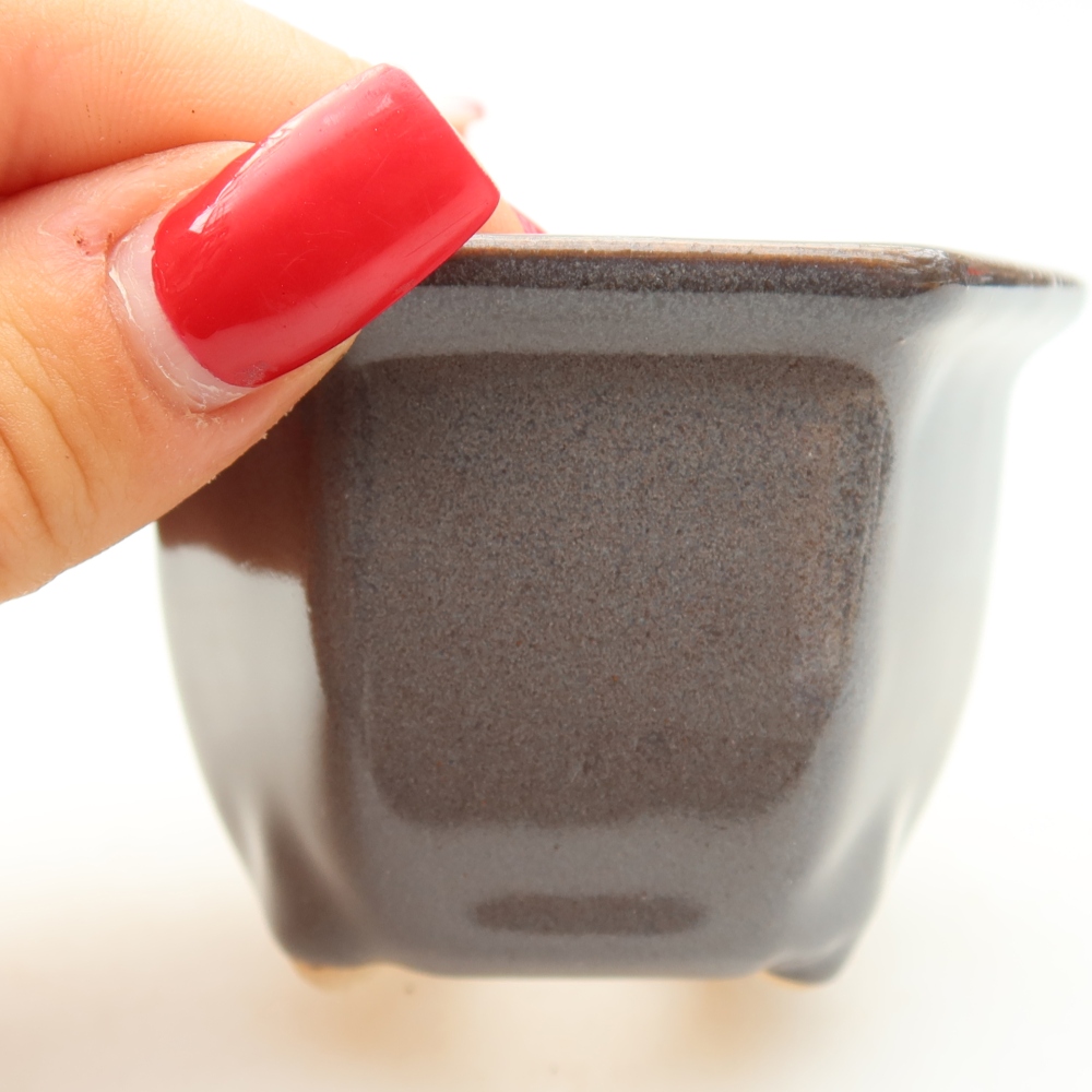 Vaso in ceramica per bonsai 7 x 6,5 x 5 cm, colore grigio