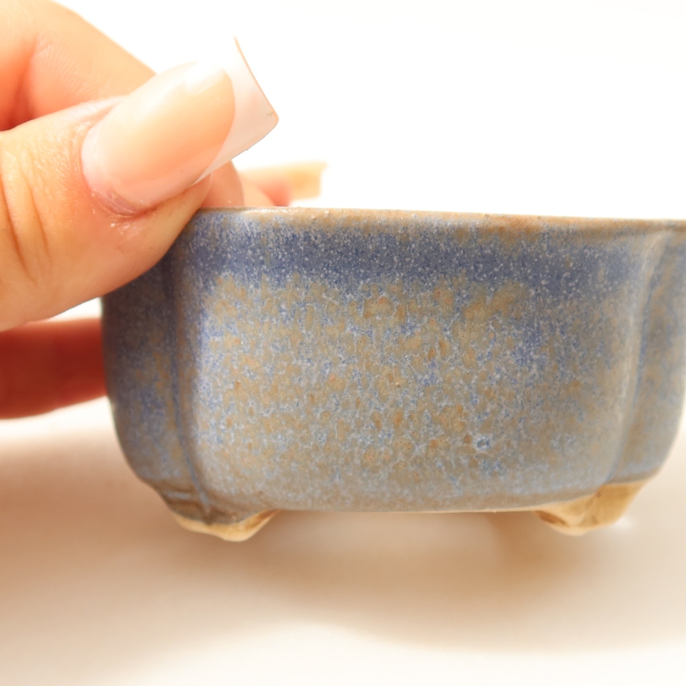 Vaso in ceramica per bonsai 8 x 7,5 x 3,5 cm, colore blu