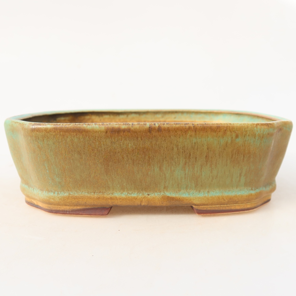 Ciotola per bonsai in ceramica 17,5 x 14,5 x 5 cm, verde