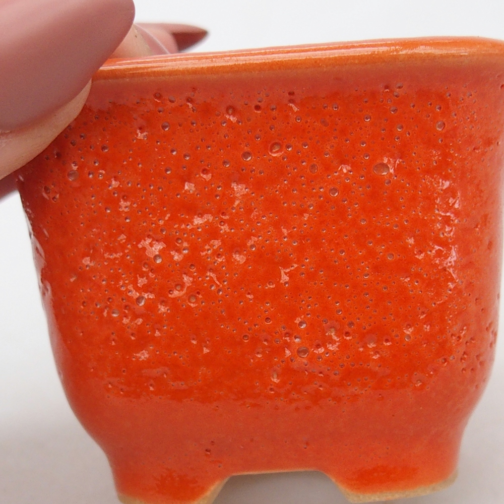 Ciotola per bonsai in ceramica 6,5 x 6,5 x 5 cm, arancione