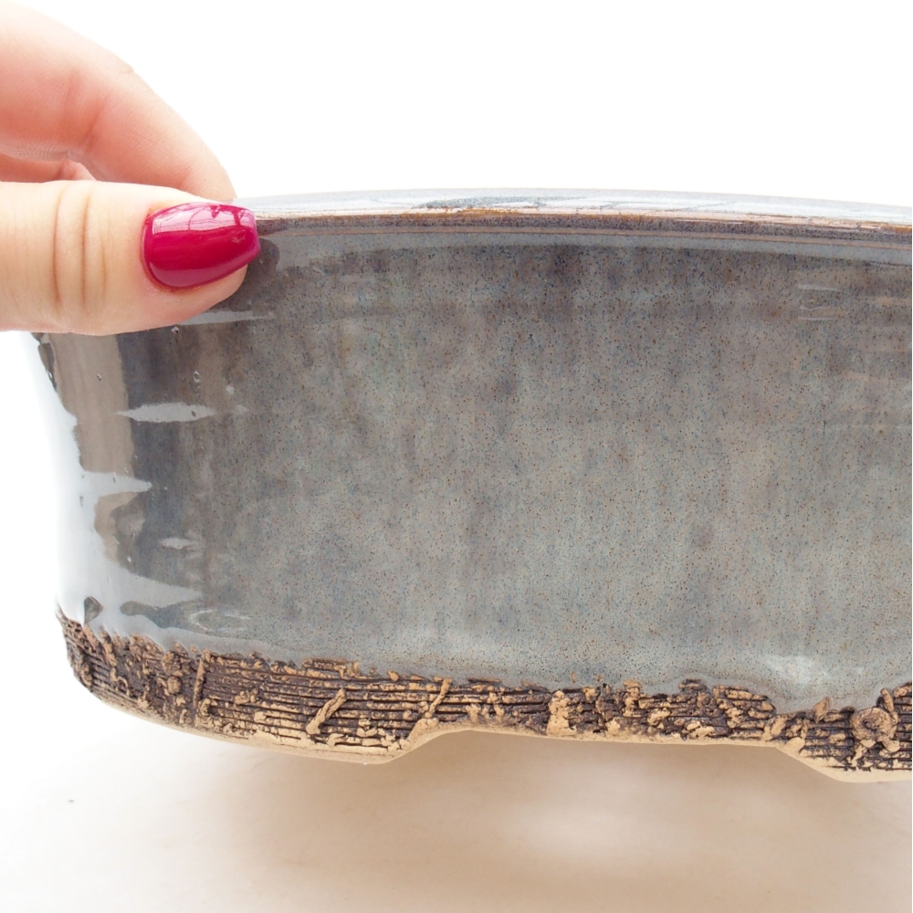 Vaso da bonsai in ceramica 25,5 x 25,5 x 8 cm, colore grigio