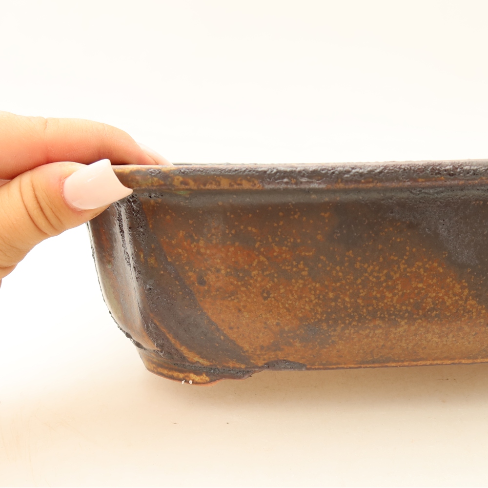 Vaso da bonsai in ceramica 24,5 x 21 x 7,5 cm, colore marrone