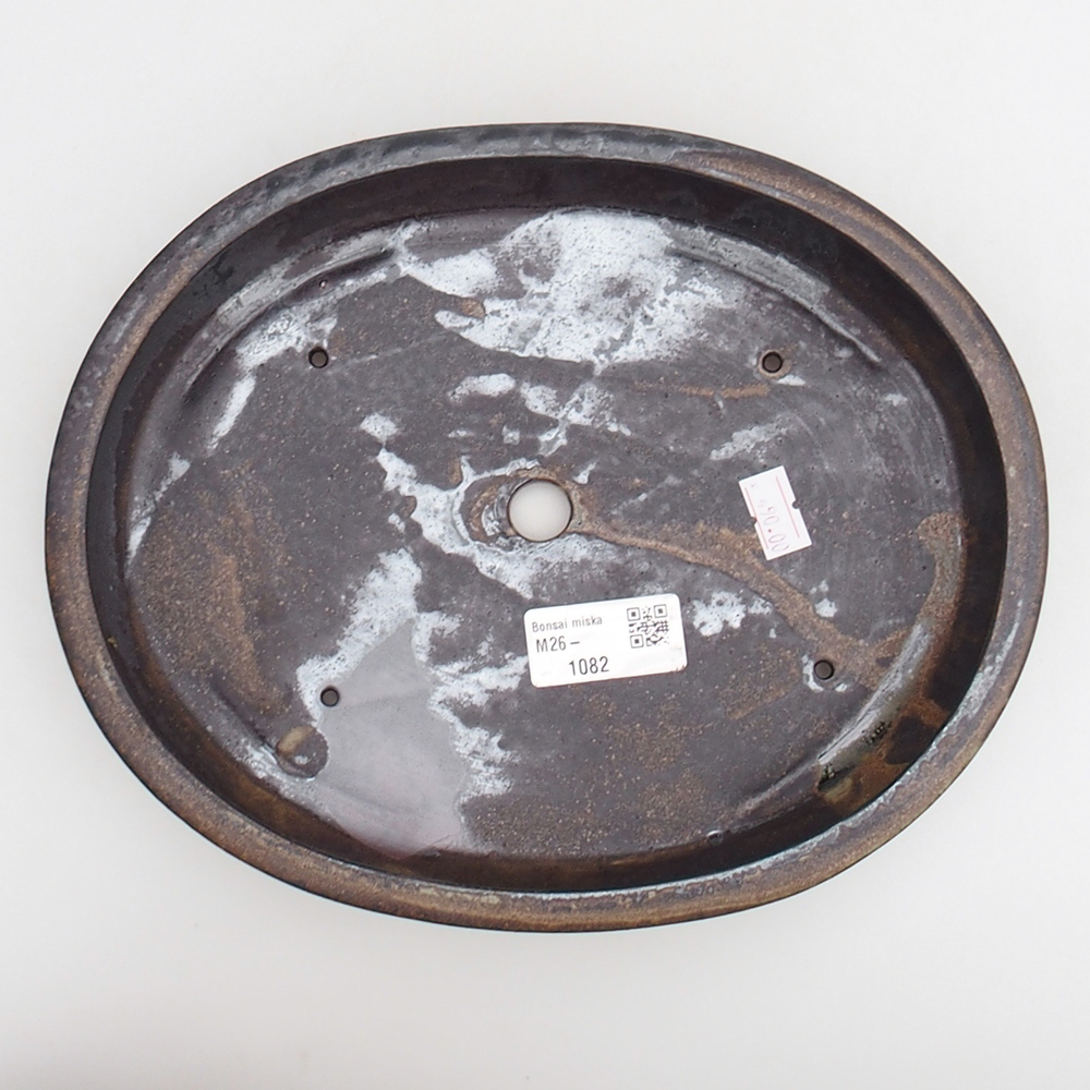 Ciotola per bonsai in ceramica 24 x 19,5 x 4 cm, nero-marrone