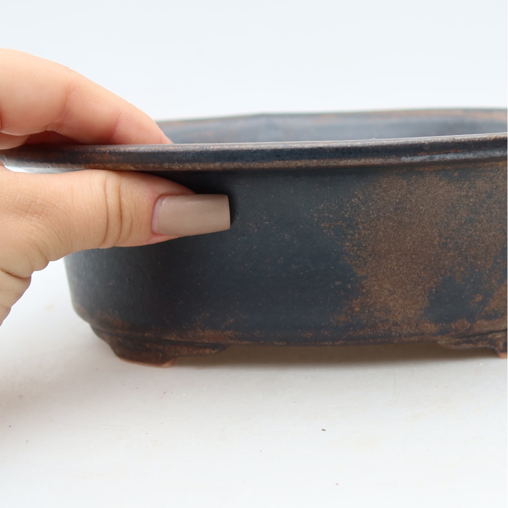 Vaso da bonsai in ceramica 22,5 x 17,5 x 6,5 cm, colore marrone