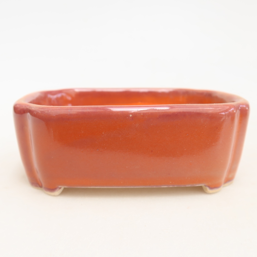Vaso da bonsai in ceramica 10,5 x 8 x 4 cm, colore arancione
