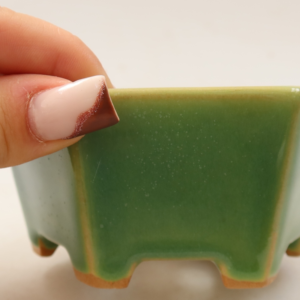 Ciotola per bonsai in ceramica 10 x 9 x 5 cm, verde