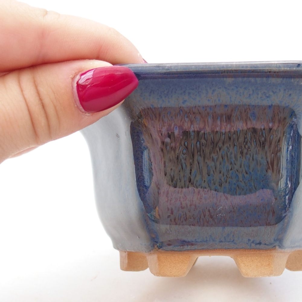 Ciotola bonsai in ceramica 10,5 x 9,5 x 5,5 cm, colore blu