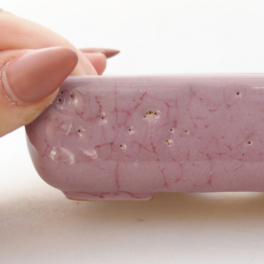 Vaso da bonsai in ceramica 11,5 x 9 x 3,5 cm, colore rosa