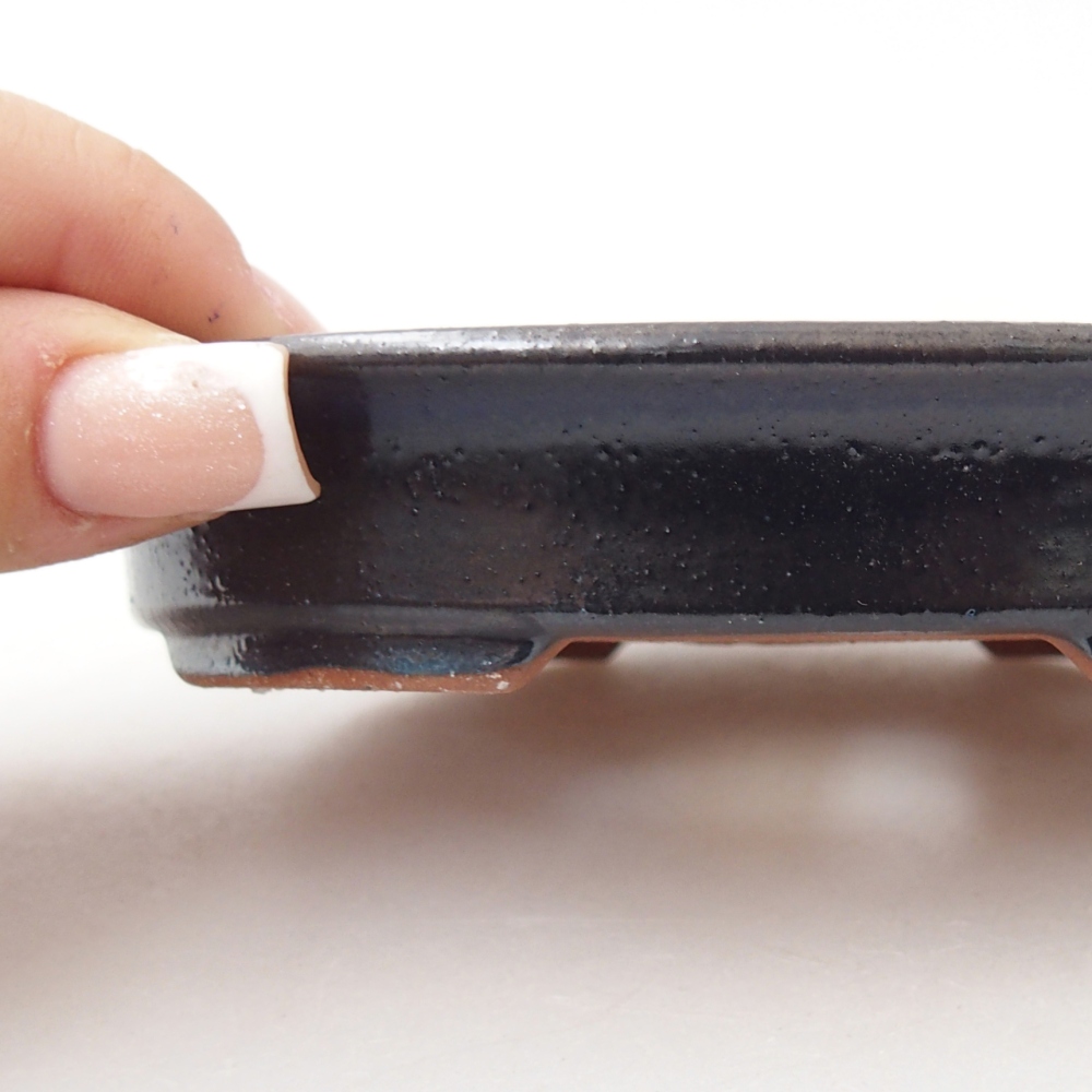 Ciotola per bonsai in ceramica 12,5 x 10,5 x 2 cm, colore nero