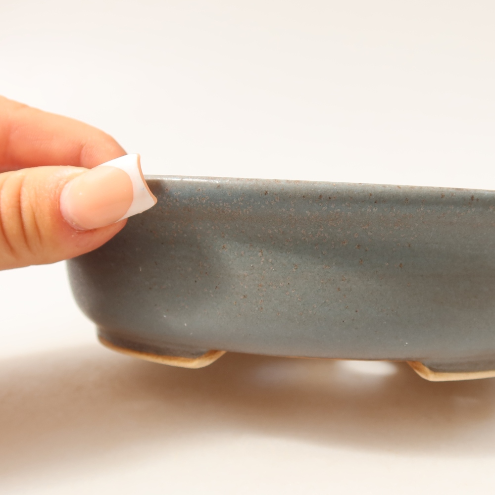 Vaso da bonsai in ceramica 15,5 x 14,5 x 4 cm, colore blu